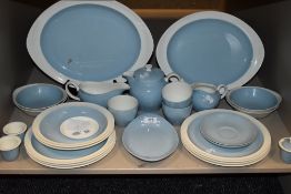 A mid century part tea and dinner service by Wedgewood in the Summer Sky design