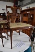 A late 18th fine arm or carver chair having burr veneer chequered back and turned and carved frame