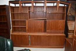 A mid 20th Century vintage part teak lounge unit, of Scandinavian style design, possibly Mobler,