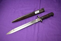 A Siam 1903 Mauser Bayonet, with Siamese marking on blade, metal scabbard, blade length 25cm,
