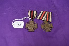 Two German 1914-1918 Honour Cross Medals, both with ribbons, one specially mounted
