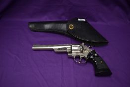 A SMG Replica Smith & Weston Magnum 44, with a black leather US holster