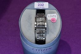 A gents Citizen Eco Drive gents watch having steel bracelet strap