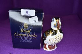 A Crown Derby puffin having gold stopper.