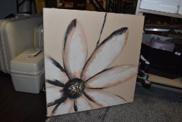 An original acrylic on canvas of still life flower in peach and pink tones