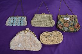 A collection of vintage evening bags with beading, sequin,tapestry and rhinestone detailss,mainly