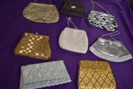 A selection of vintage evening bags with beading and sequin details, a mixed lot perfect for