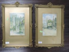 A pair of prints, after F Robson, The City Cross and The Old Winchester, 22 x 15cm, plus frame and
