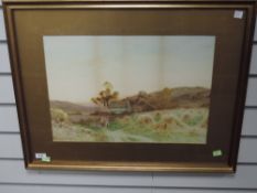 A watercolour, Haselgrave, rustic farmstead returning home, signed, 34 x 49cm, plus frame and