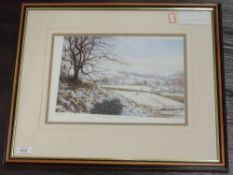 A Ltd Ed print, after K Melling, winter landscape, signed and num 19/850, 22 x 32cm, plus frame