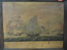 A print, The St Fiorenzo, galleon C19th, 34 x 44cm, plus frame