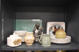 An assortment of ceramics including plates,vase,bowls and more.