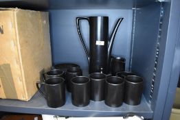 A vintage Portmeirion coffee set in matte black finish.