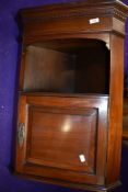 A 19th Century mahogany corner wall cupboard with open shelf, height approx. 73cm