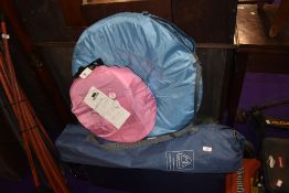 A selection of camping chairs, pop up tent, travel cot