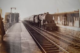 A black and white photograph, Bentham Station 1958 with 42925 Morecambe to Leeds Express