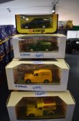 Thirteen Corgi (Swansea) diecast Ford Escort Vans including John Lewis, Tele, Dunlop etc along