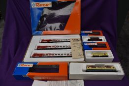 A RoCo HO scale Toshiba Three Piece Carriage set having Control Car, boxed 44020, a RoCo HO scale DB