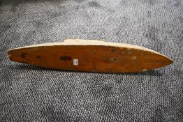 A Bowman Racing Yacht, no rigging or sail, length 60cm