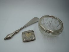 A Victorian silver vesta having engraved scroll decoration and plain heart shaped cartouche, Chester