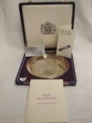A cased silver salver commemorating the Royal Silver Wedding 1947-1972, limited edition 2492/3500