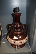 A west German pottery lamp, mid century