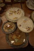 A vintage scalloped floral plate with gilt detailing in the form of a shell,a similar bowl with
