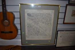 A framed and glazed 1954 Ordnance survey map of Glasgow and river Clyde interest,plan NS 5964.