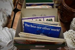 A box of collectable tea and can cards, of aviation, nature and wildlife interest and more.