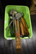 A selection of engineers or machinist marking and measuring devices including rulers and gauges
