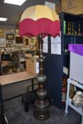 A Japanese bronze style standard lamp having cloisonne decoration, with electrical fittings,