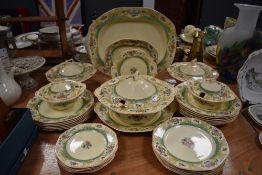 An extensive collection of art deco Adderleys dinner service (1926-1949) having cream ground with
