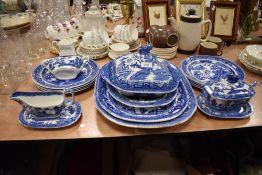 A good quantity of blue and white ware amongst which are tureens,platters, plates and gravy boats.