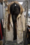 A vintage Springs of Blackpool fur coat, a fox fur stole and two mink collars/tippets.