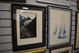 A framed and glazed signed photographic image of a beach, Co Kerry, and a similar abstract boating