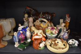 A mixed lot of ceramics and similar including Royal Doulton figure,German made cherub wall pocket,