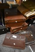Two vintage leather suitcases and two bags/brief cases.
