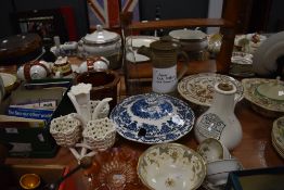 A mixed lot of ceramics and similar including Wedgwood tureen, hand thrown Welsh coffee pot and