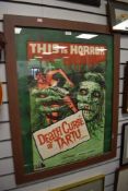 A framed and glazed poster for the 1966 horror film 'Death curse of Tartu'.