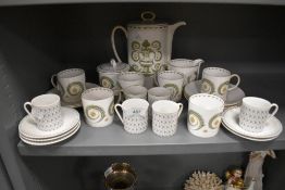 A collection of mid century Susie Cooper Assyrian motif coffee service including coffee cans and