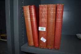 Five antique Rudyard Kipling books including the Jungle book and Rewards and Fairies.