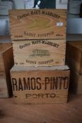 Three traditional wine crates