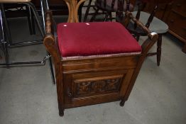 A late Victorian stained frame box piano stool