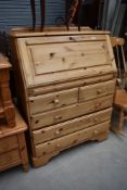 A modern pine bureau, labelled Ducal, width approx. 87cm