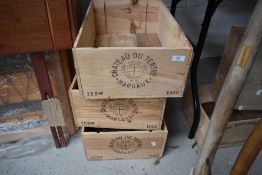 Three traditional wine crates