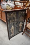 An Oriental embroidered panel in stained frame, height approx. 91cm