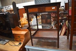 A 19th Century mahogany and inlaid side table, with some oriental influence, width approx. 54cm