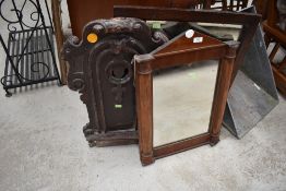 Two mirrors including 19th Century and a carved hall chair back