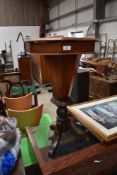 A 19th Century part walnut sewing table, and contents
