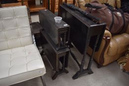 Two 19th Century ebonised occasional tables , having turned frames